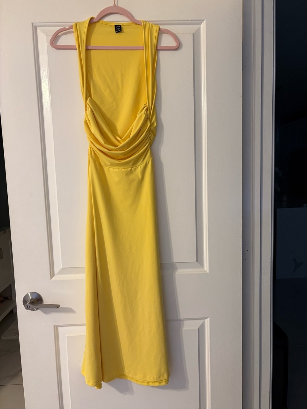 SHEIN Yellow Halter Cowl Neck Maxi Dress